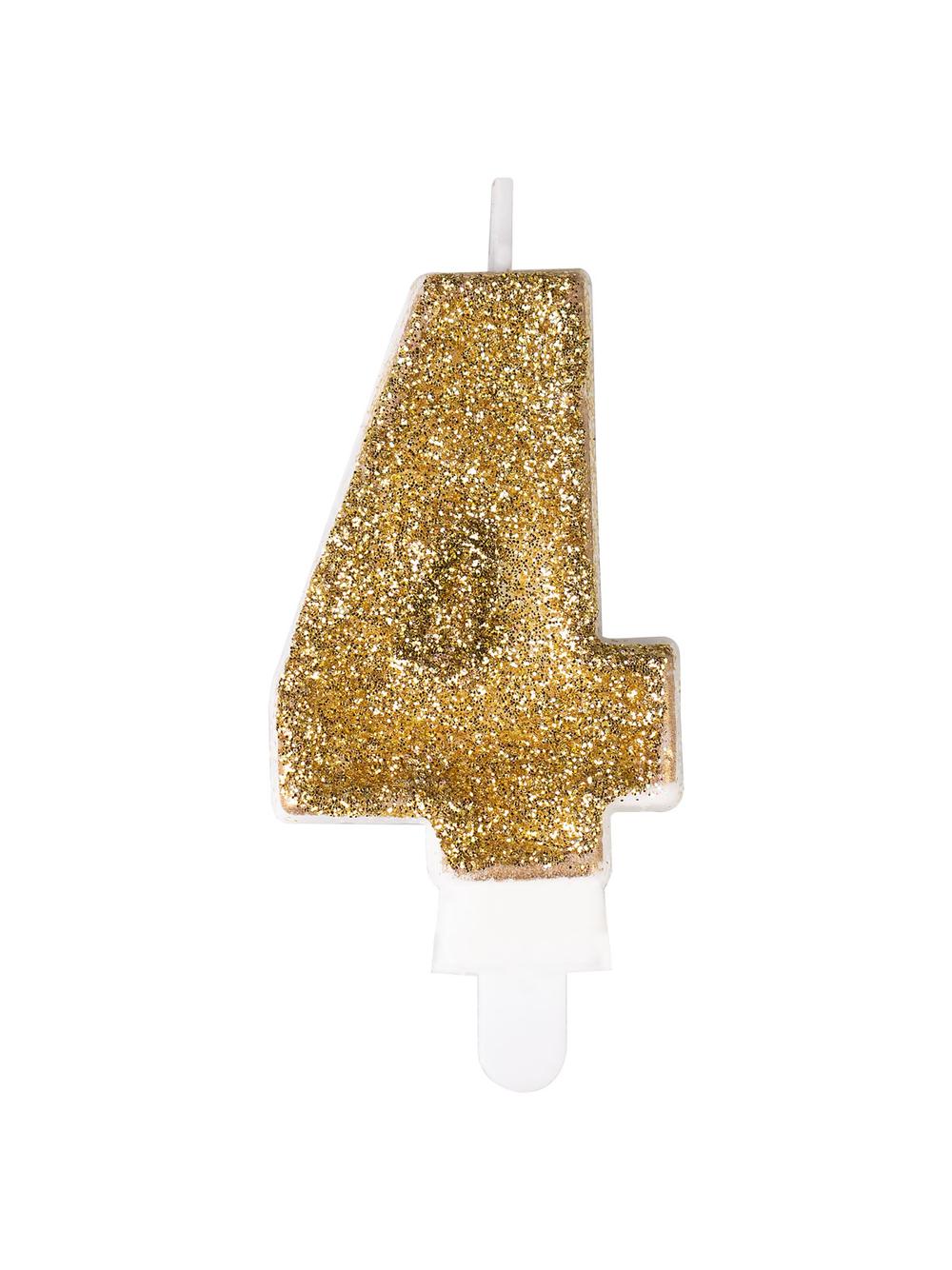 Świeczka cyferka z eko-brokatem nr 4