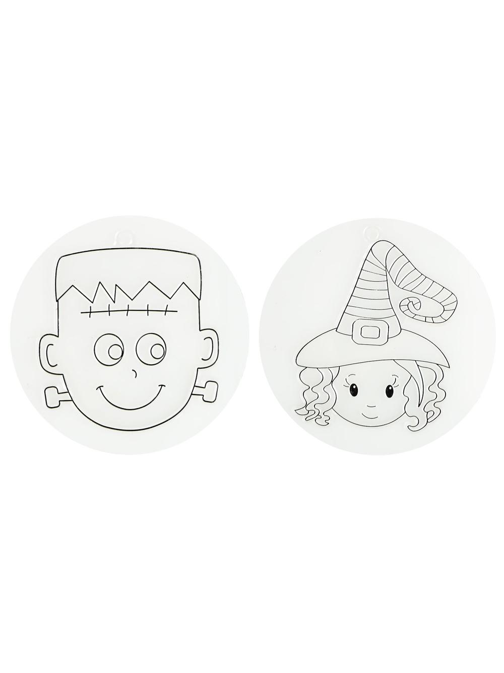 Halloweenowy witrażyk do malowania (zestaw z farbkami i patyczkiem)