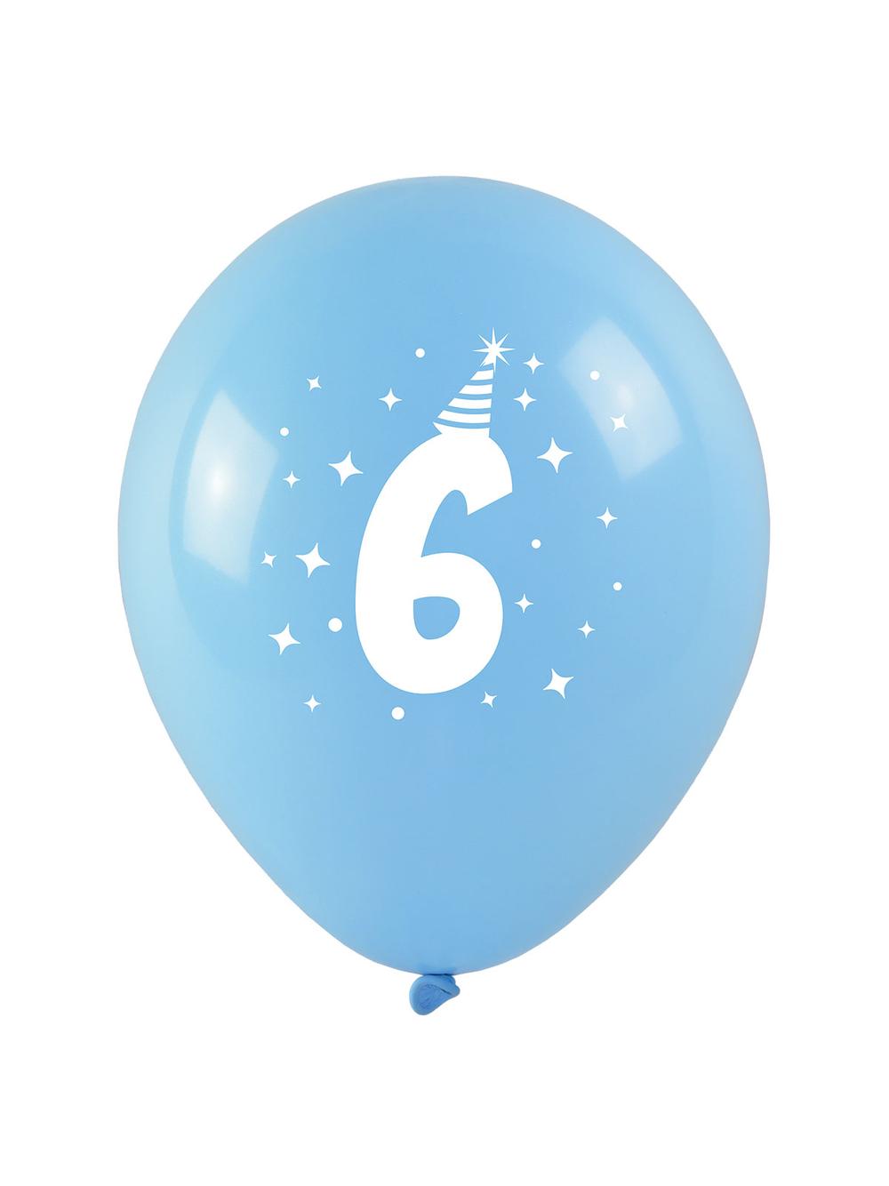 Balony z nadrukiem cyferki - 6 (3 szt.)