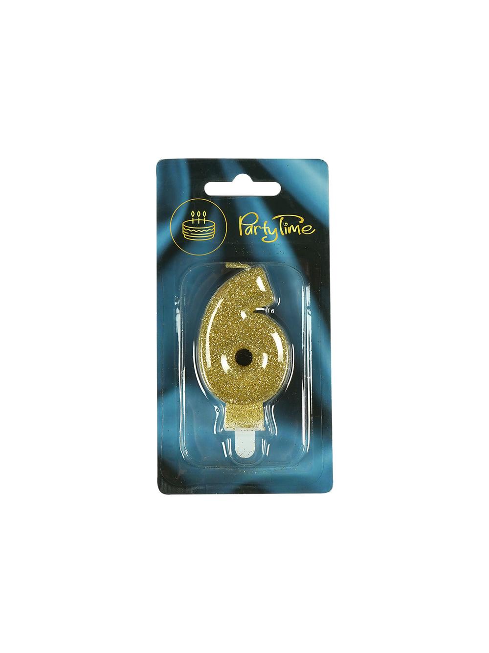 Świeczka cyferka premium nr 6 złota