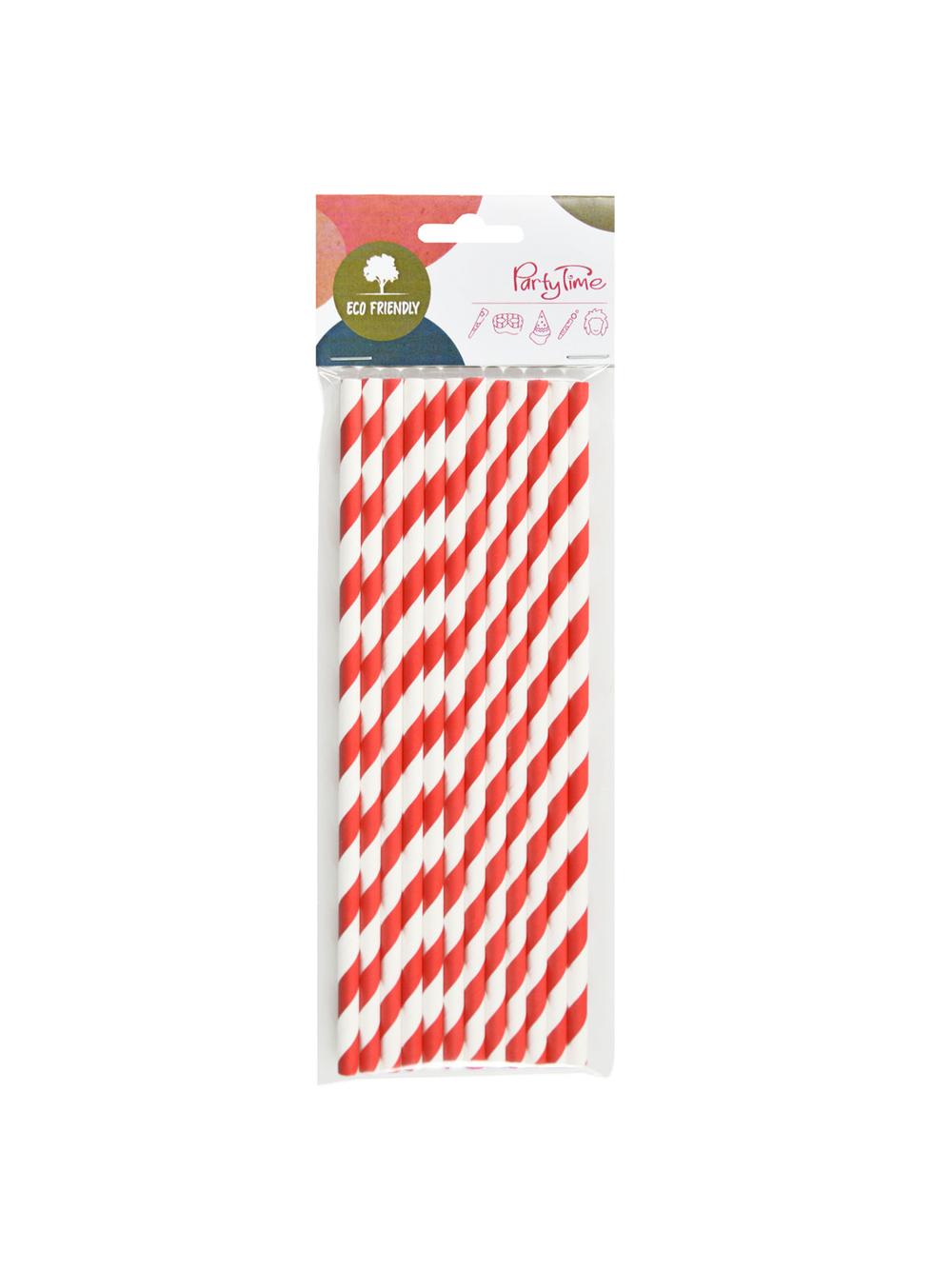 Słomki papierowe - paski czerwone (12 szt.) - FSC Mix Credit