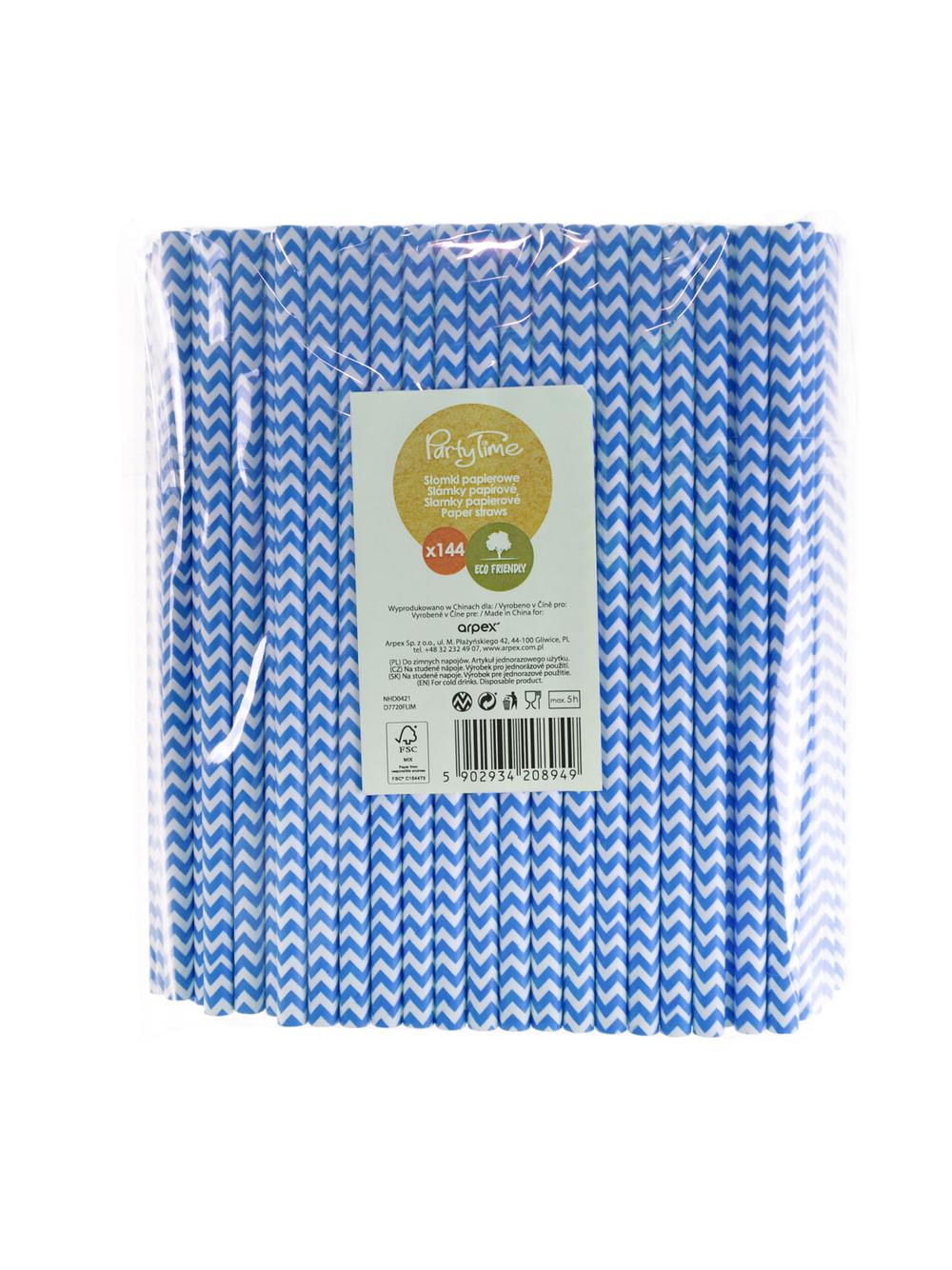Słomki papierowe shake 8 mm niebieskie (144 szt.) - FSC Mix Credit