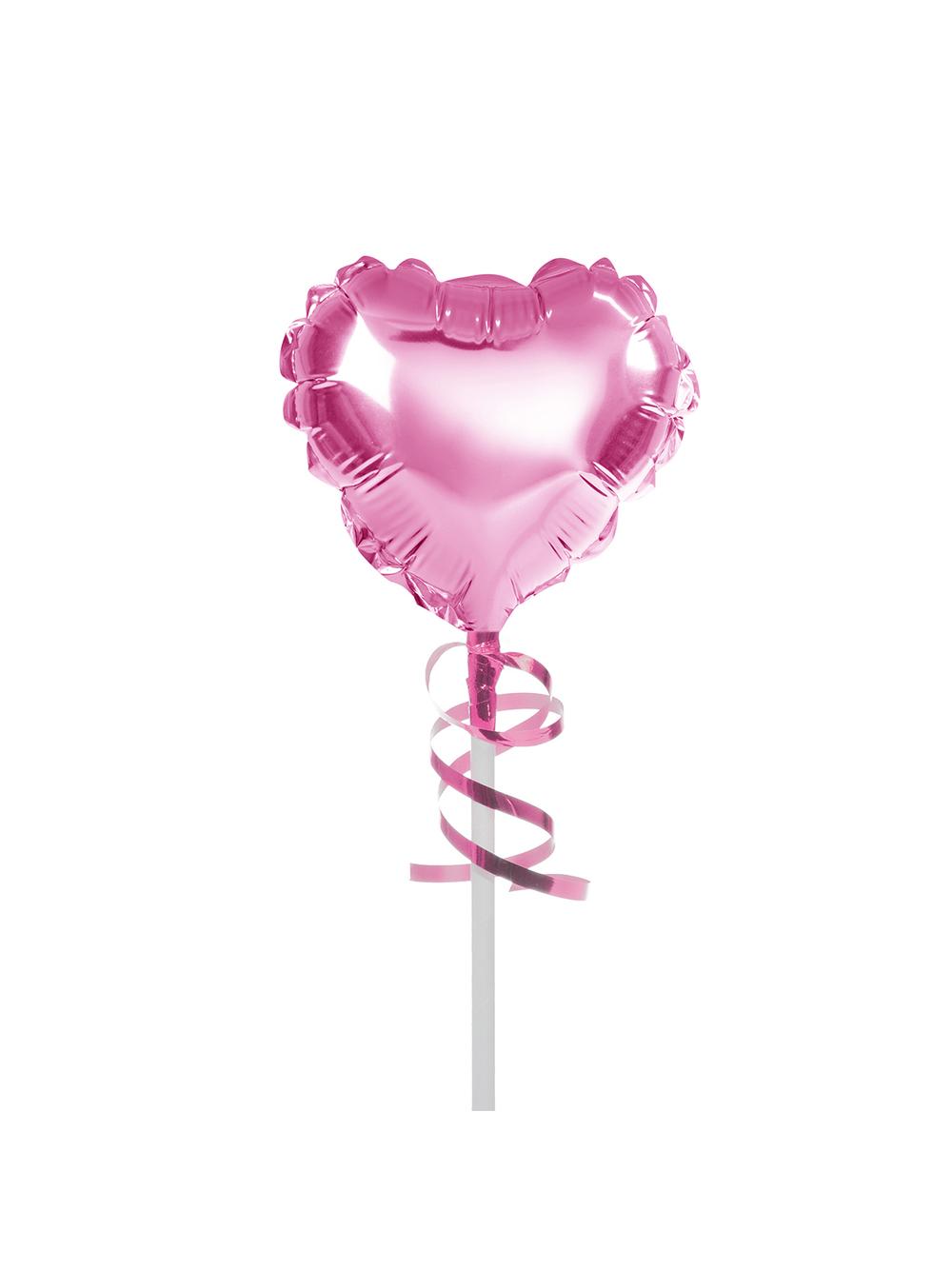Balon foliowy na patyczku serce różowy