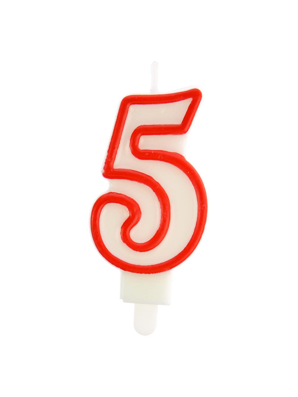 Świeczka cyferka nr 5 czerwona