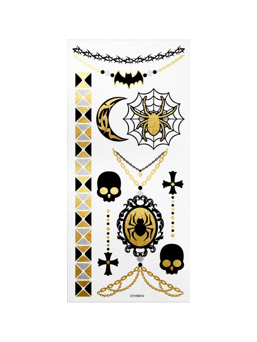 Metaliczne tatuaże halloweenowe