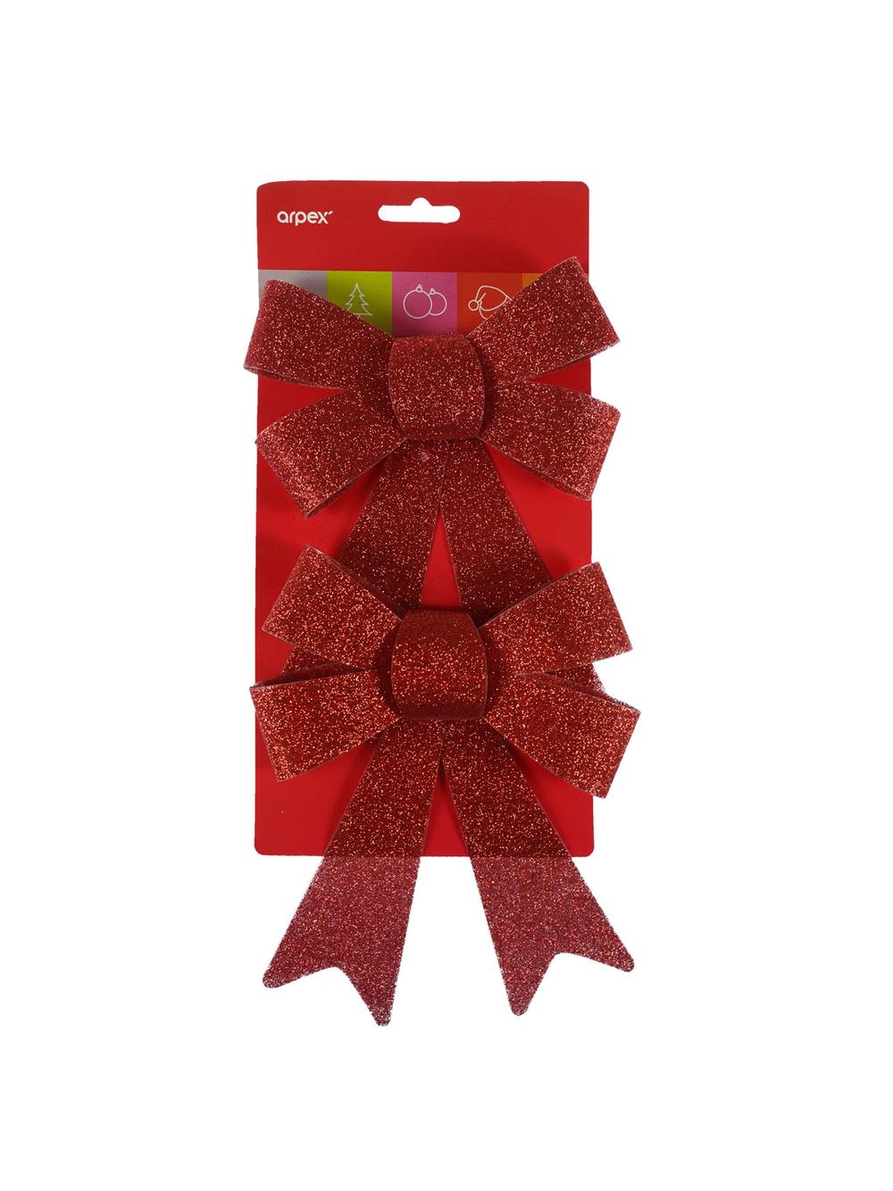 Zestaw kokard brokatowych (2 szt.) czerwonych