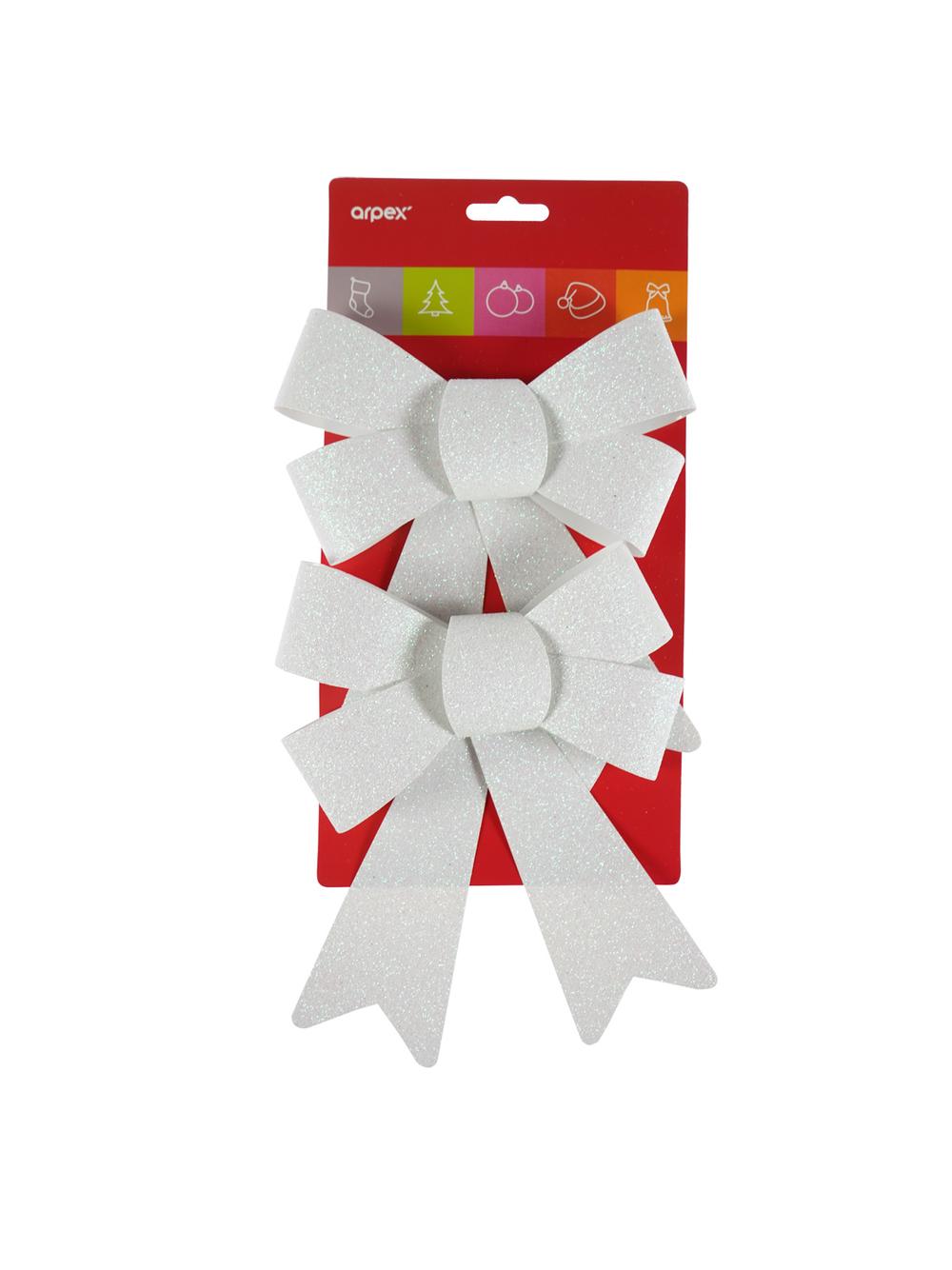 Zestaw kokard brokatowych (2 szt.) białych