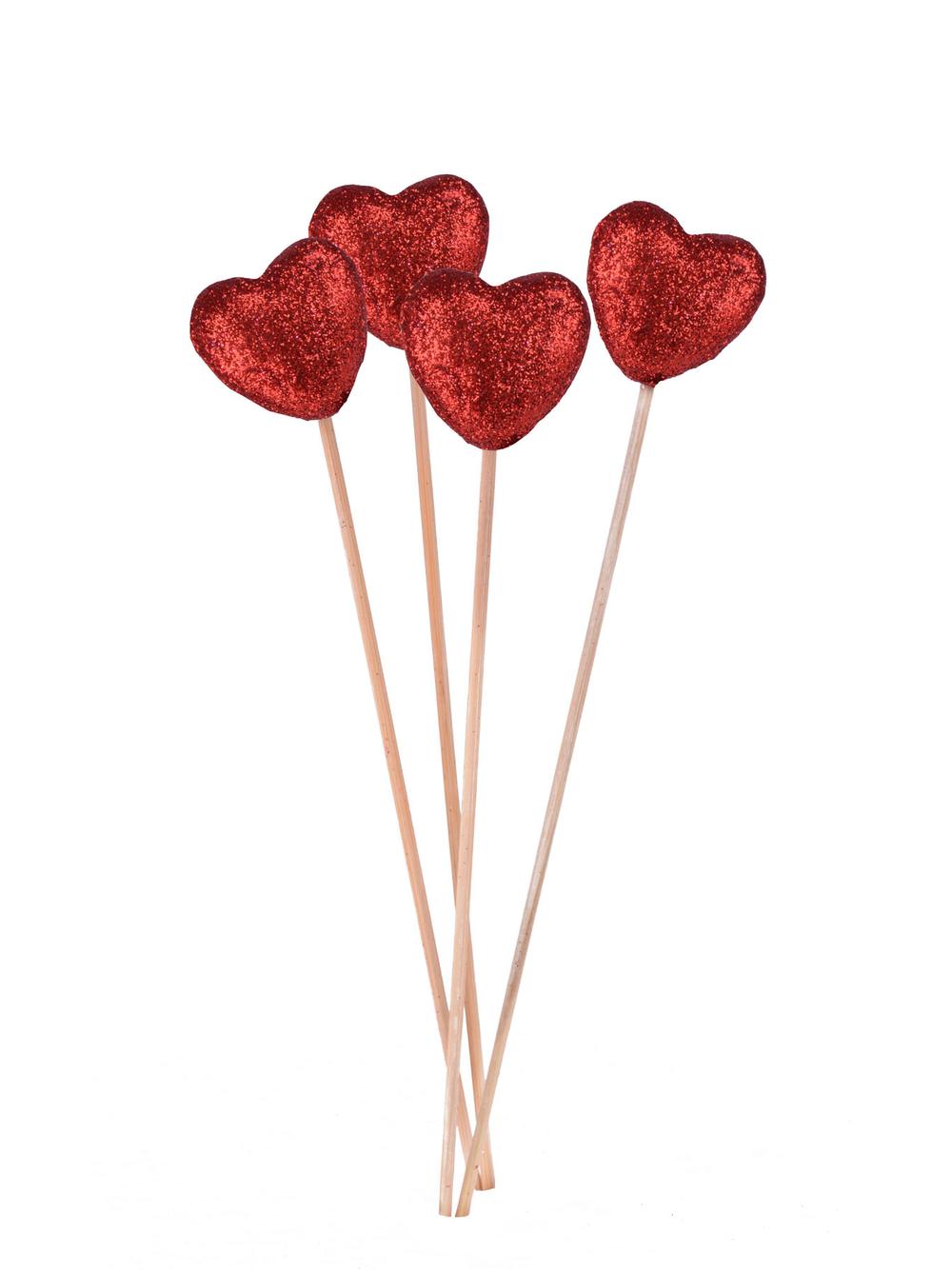 Brokatowe serca na piku (4 szt.)