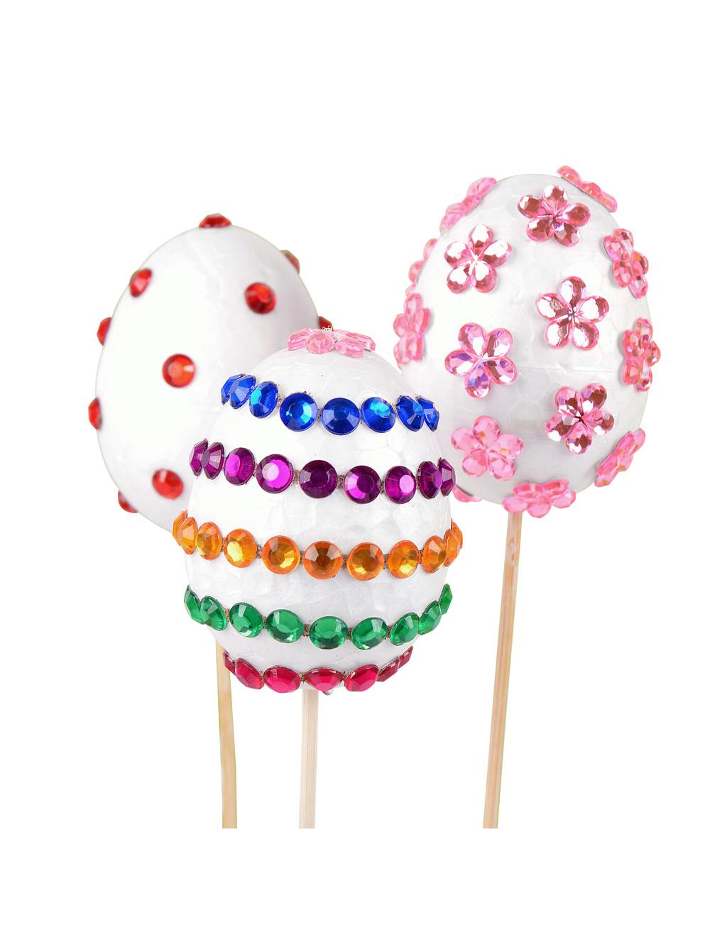 Zestaw dekoracji kreatywnych na piku (jajka x4, kryształki)