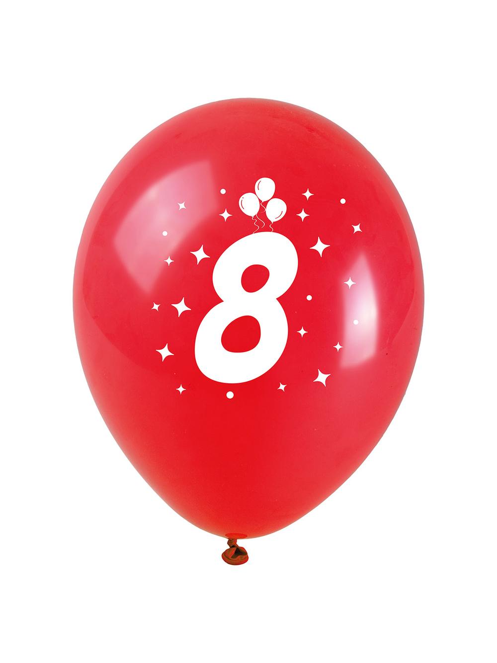 Balony z nadrukiem cyferki - 8 (3 szt.)
