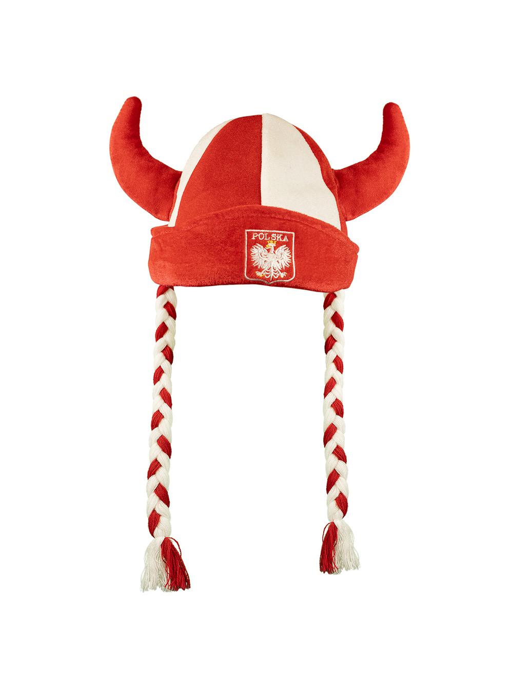 Czapka rogi z warkoczami "Biało-Czerwoni"