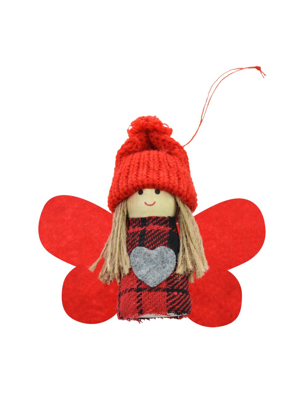 Filcowa figurka dekoracyjna - aniołek czerwony
