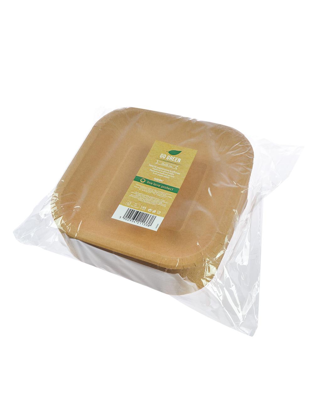 Talerze papierowe kraftowe 18 cm (144 szt.) - FSC Mix