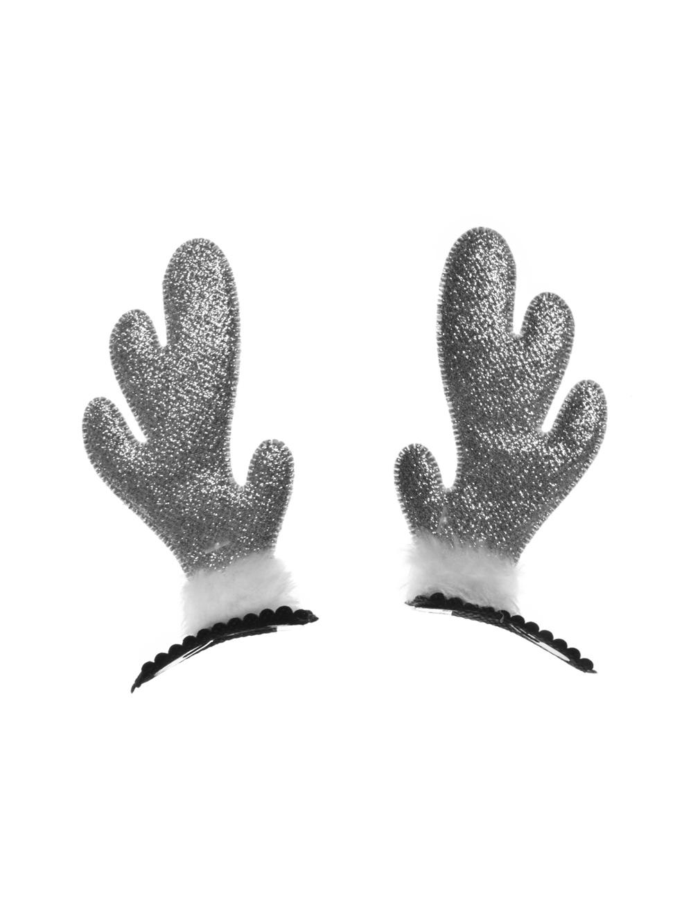 Brokatowe rogi renifera (2 szt.) srebrne