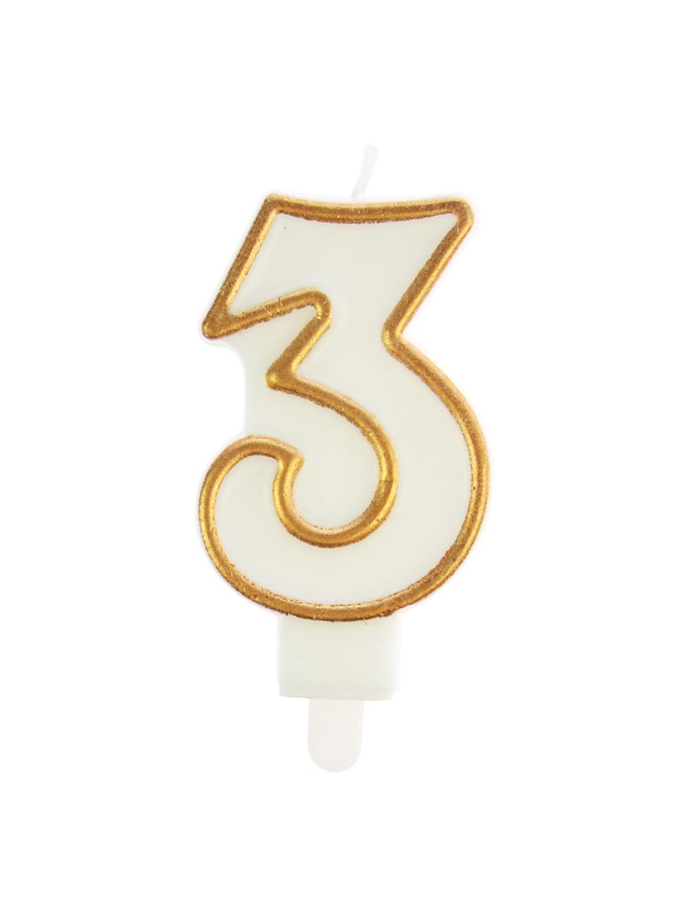 Świeczka cyferka nr 3 złota