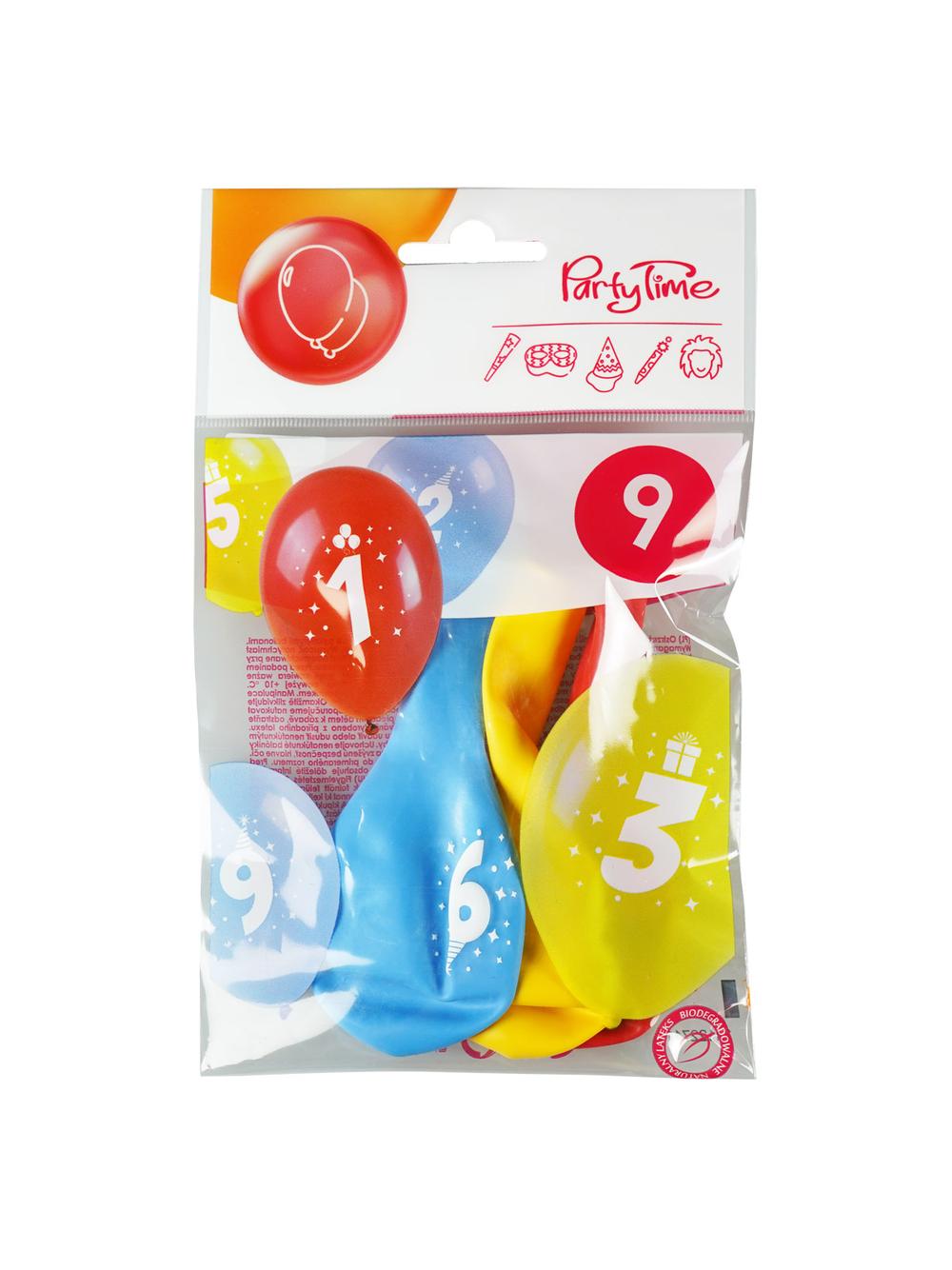Balony z nadrukiem cyferki - 9 (3 szt.)