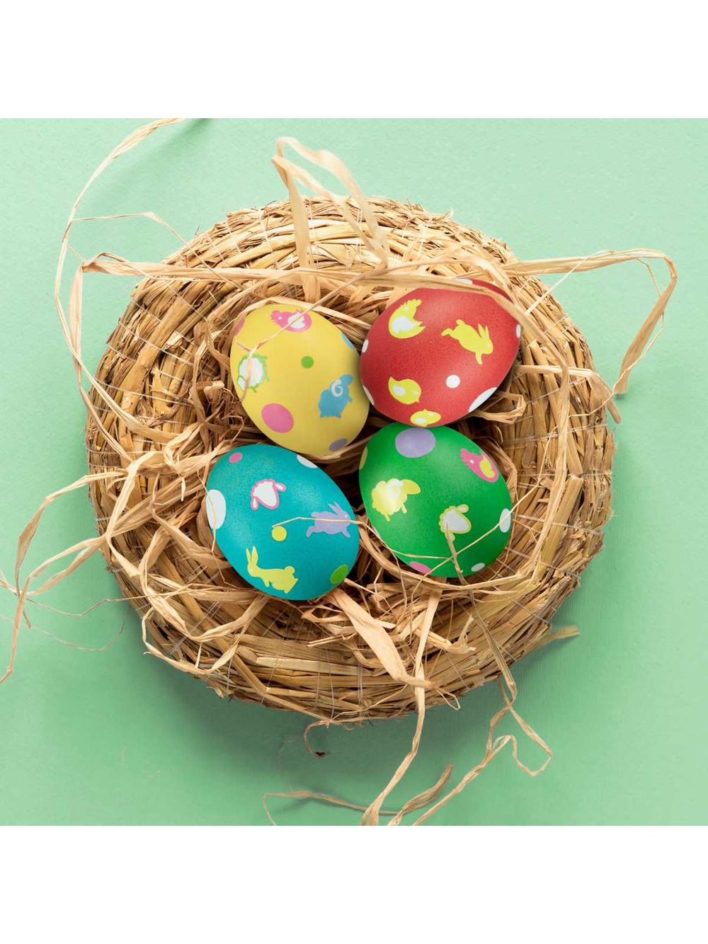 Zestaw do zdobienia pisanek (barwniki 4 szt., arkusz z kolorowymi naklejkami)