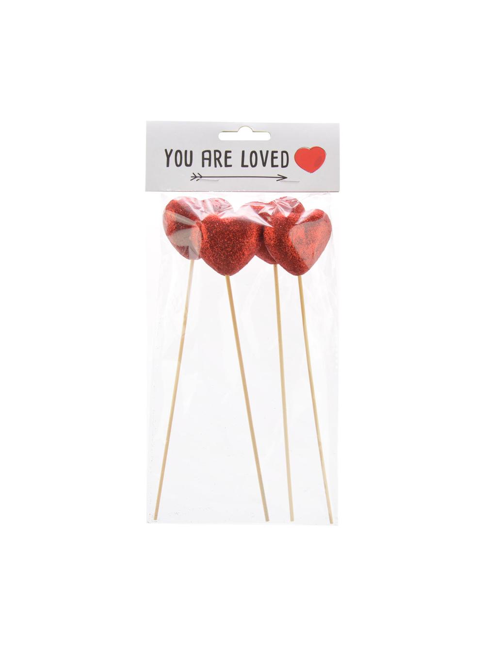 Brokatowe serca na piku (4 szt.)