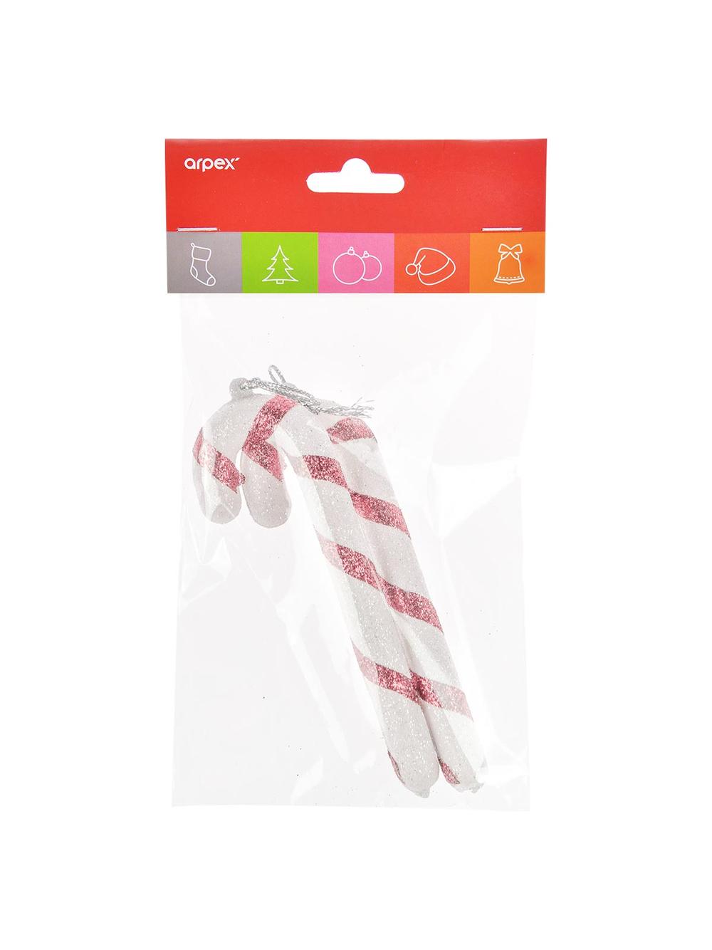 Brokatowe laski choinkowe różowe (2 szt.)