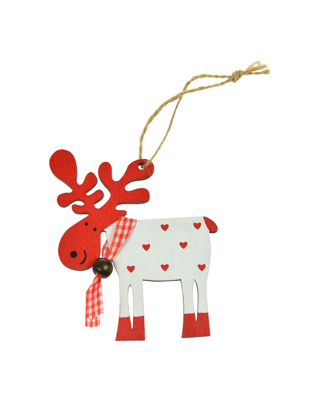 Drewniana zawieszka - renifer z szalikiem