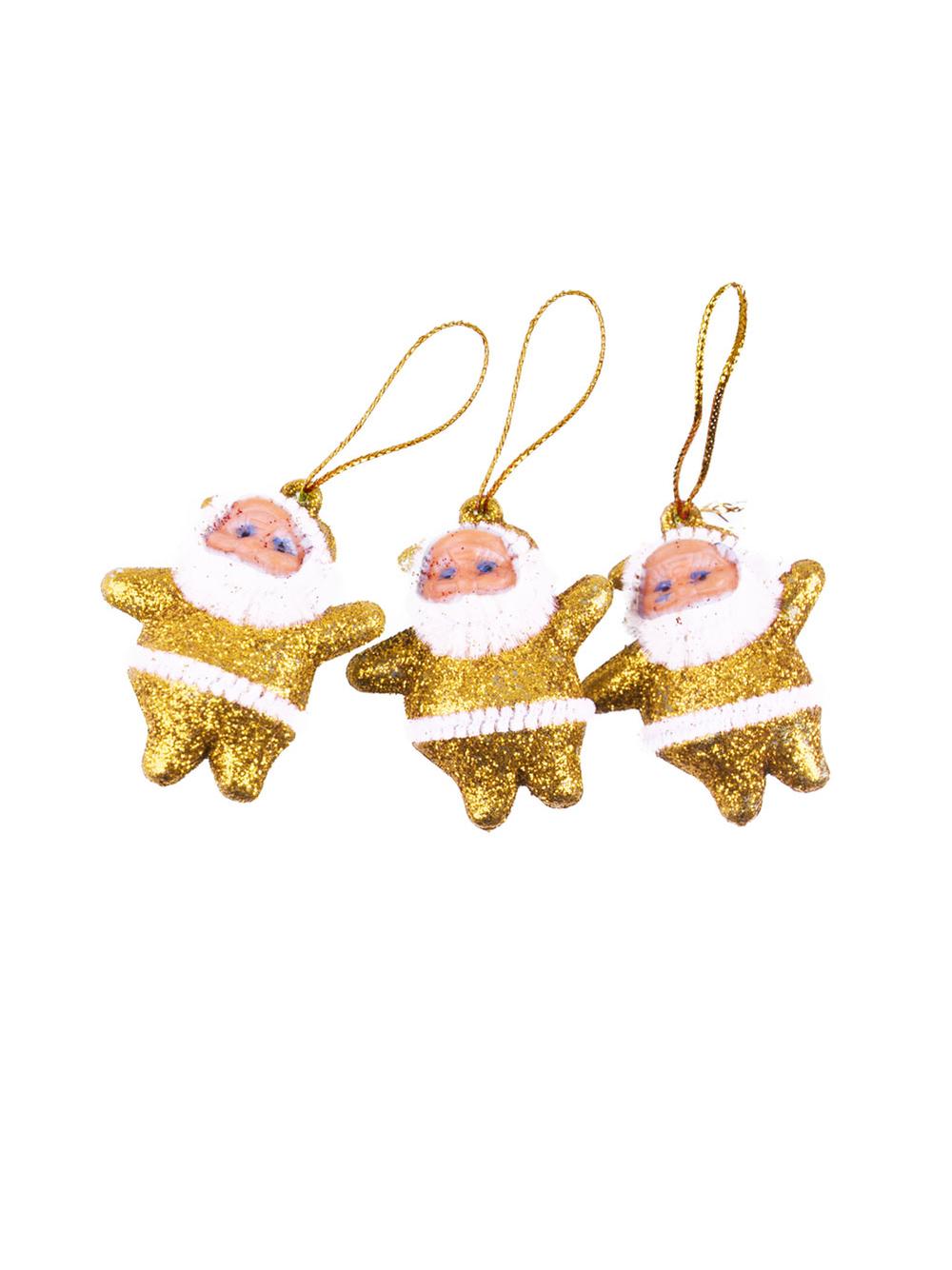 Mikołaje brokatowe (3 szt.) złote