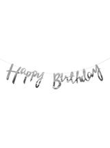 Girlanda Happy Birthday srebrna