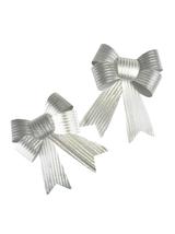 Zestaw kokard dekoracyjnych - prążki (2 szt.) srebrnych