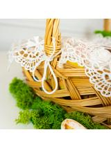 Ażurowa serweta na koszyczek (okrągła) - z tasiemkami do wiązania wzór B