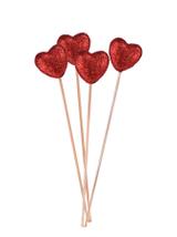 Brokatowe serca na piku (4 szt.)