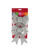 Zestaw kokard brokatowych (2 szt.) srebrnych