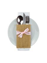 Jutowe etui z kokardką na sztućce PROMOCJA