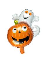 Halloweenowy balon foliowy figurka - dynia i duszek