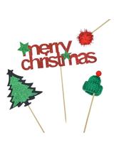 Dekoracja ciasta - Merry Christmas (4 szt.)