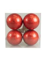 Zestaw bombek z efektem rosy (4 szt.) - czerwony