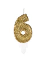 Świeczka cyferka z eko-brokatem nr 6