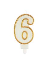 Świeczka cyferka nr 6 złota