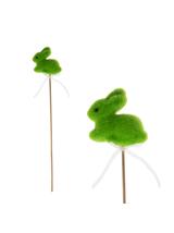 Flokowany zajączek na piku - zielony