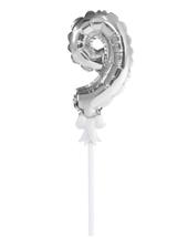 Balon foliowy na patyczku nr 9 srebrny