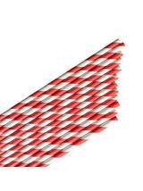 Słomki papierowe - paski czerwone (12 szt.) - FSC Mix Credit
