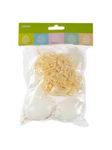 Białe jajeczka z rafią (6 szt.)