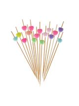 Szpilki do koreczków z pastelowymi serduszkami (16 szt.) - FSC 100%