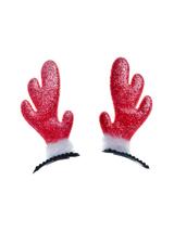 Brokatowe rogi renifera (2 szt.) czerwone