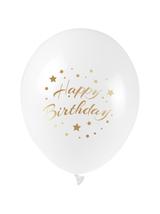 Balony ze złotym nadrukiem Happy Birthday (5 szt.)