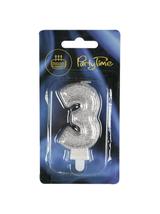 Świeczka cyferka premium nr 3 srebrna