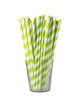 Słomki papierowe - paski limonkowe (12 szt.) - FSC Mix Credit