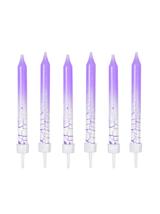 Świeczki urodzinowe z efektem spękania (6 szt.) fioletowe