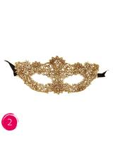 Subtelna maska koronkowa glamour złota