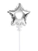 Balon foliowy na patyczku gwiazdka srebrny