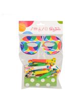 Zestaw party dla 10 osób (10 gwizdków, 10 masek i serpentyna)