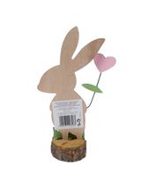 Drewniana dekoracja - zajączek na pniu